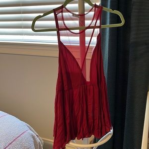 Red mesh free people top